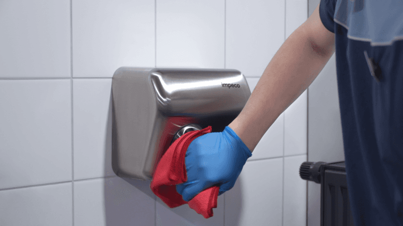 Close up cleaning hand dryer